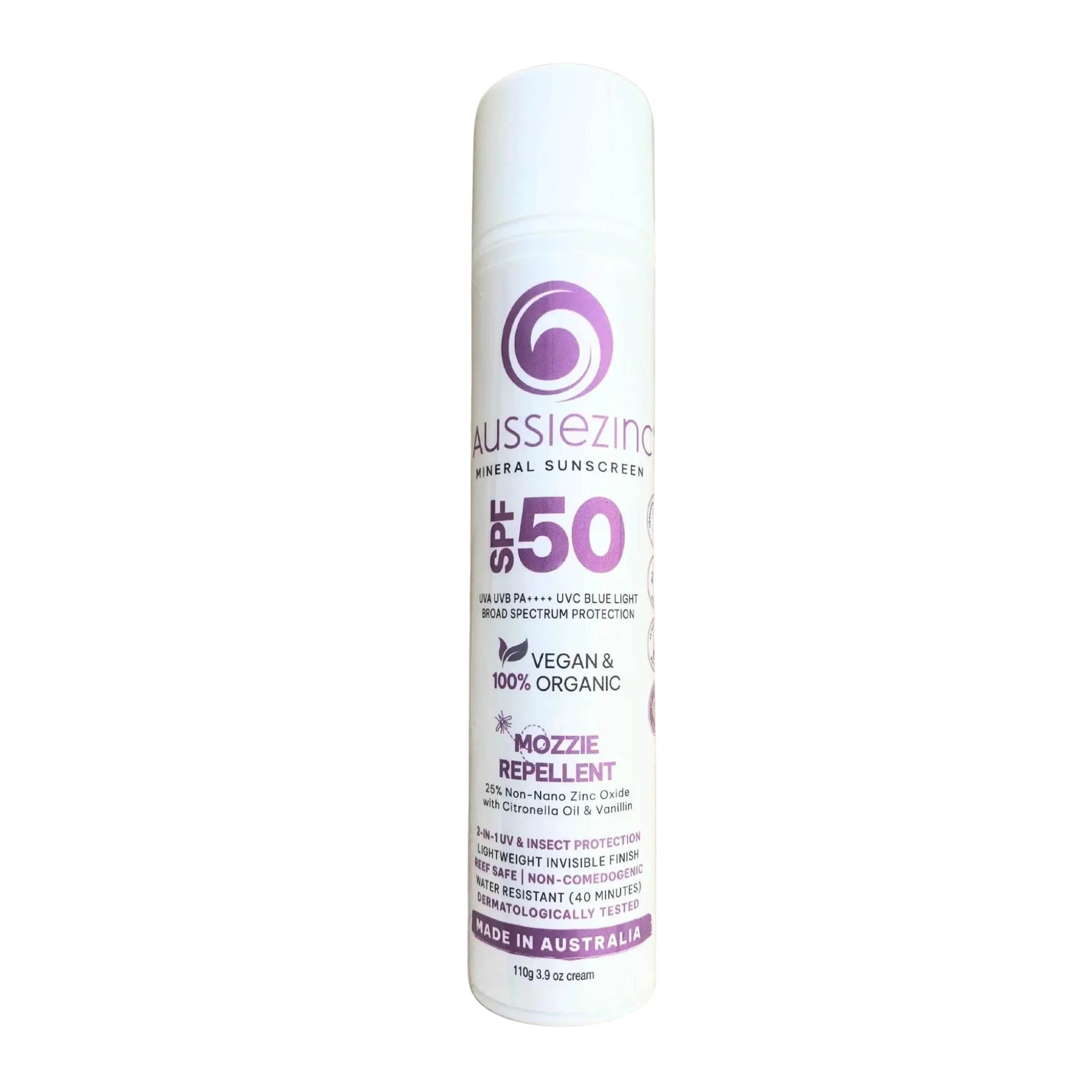 2-in-1 Mozzie Repellent SPF50+ Organic Mineral Zinc Sunscreen